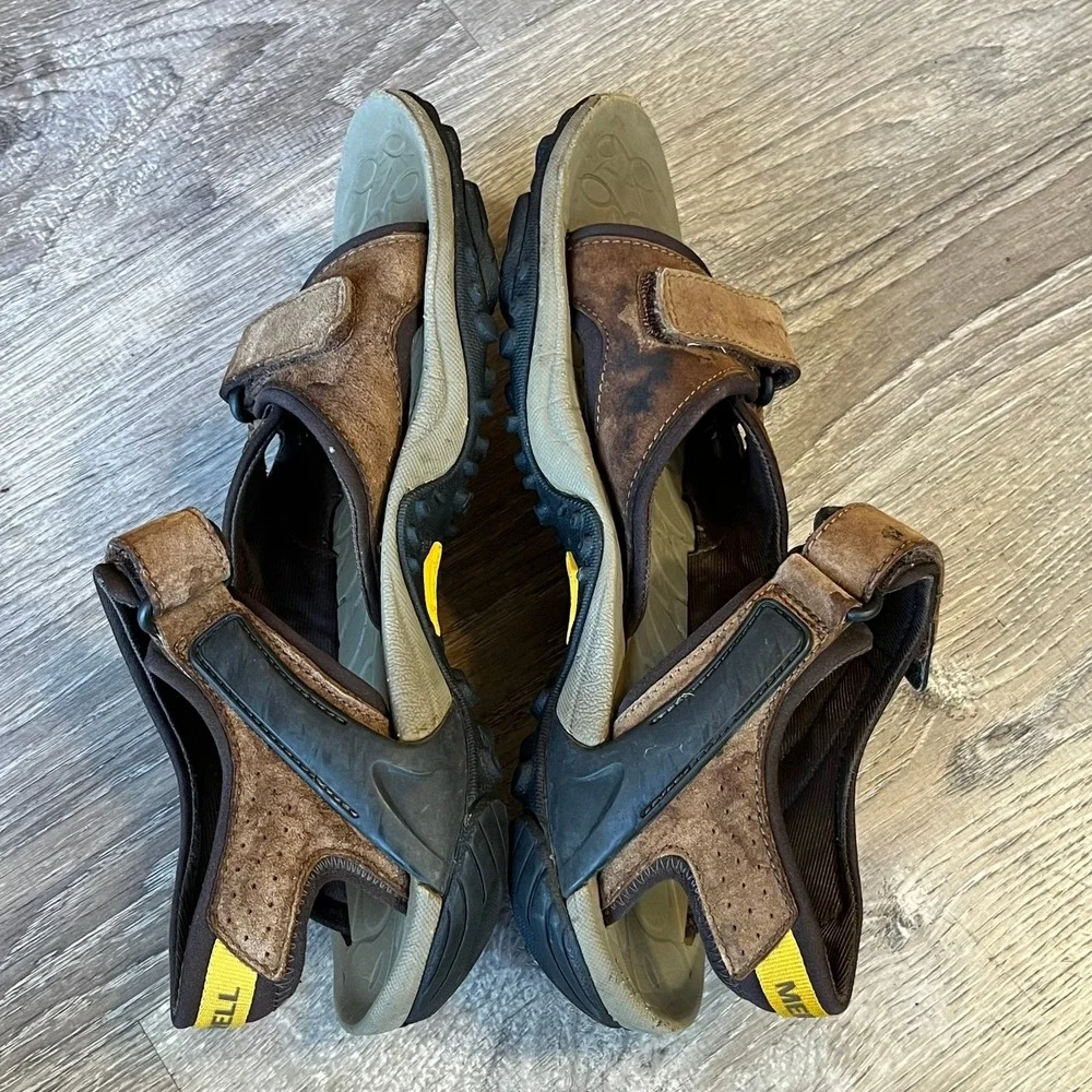 Merrell‎ Kahuna 4 Leather Hiking Sandals Vibram Soles Brown Mens 7 UK 6 EUR 40